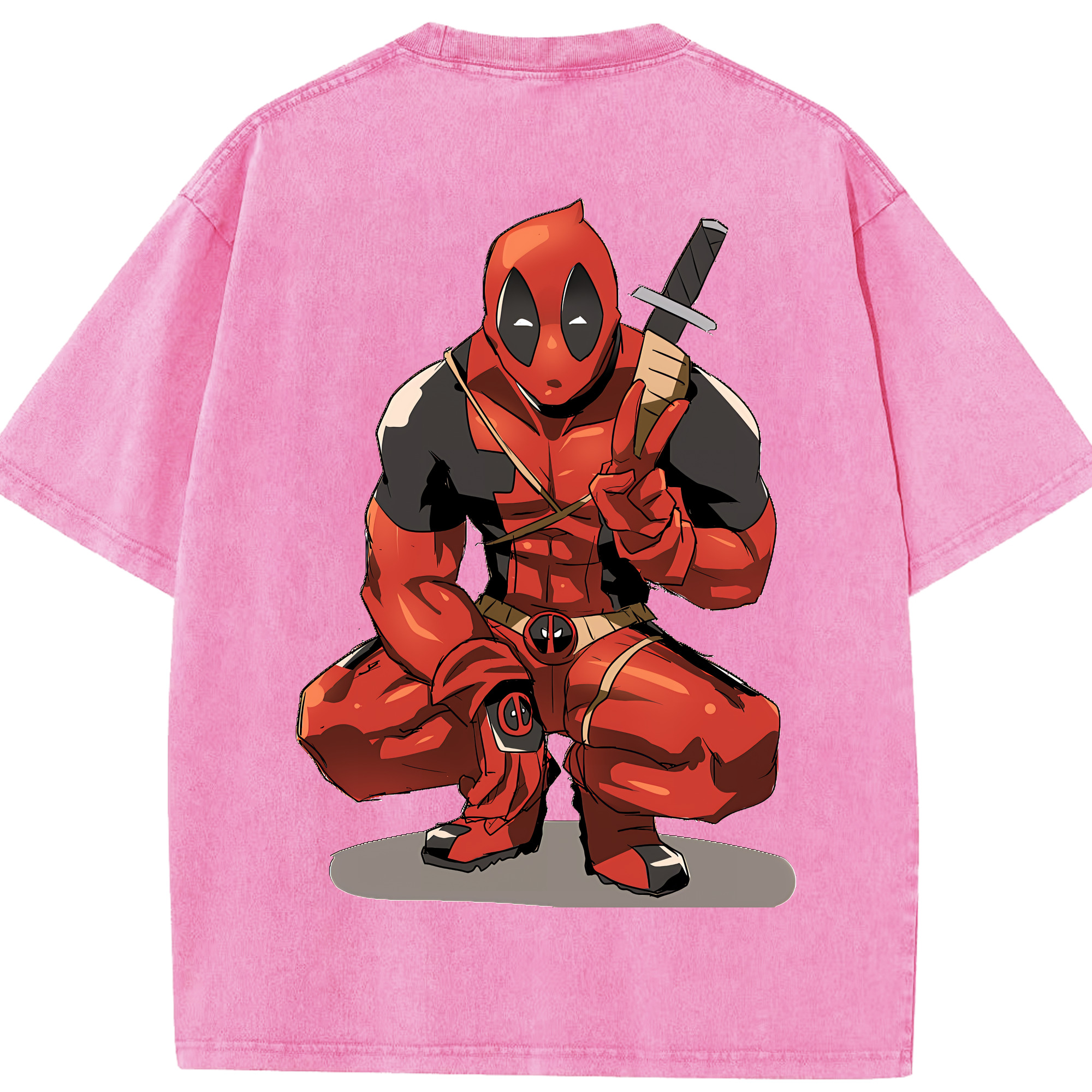 （画像用） Deadpool デッドプール 綿100% ヴィンテージ風 半袖Tシャツ（背面プリント）